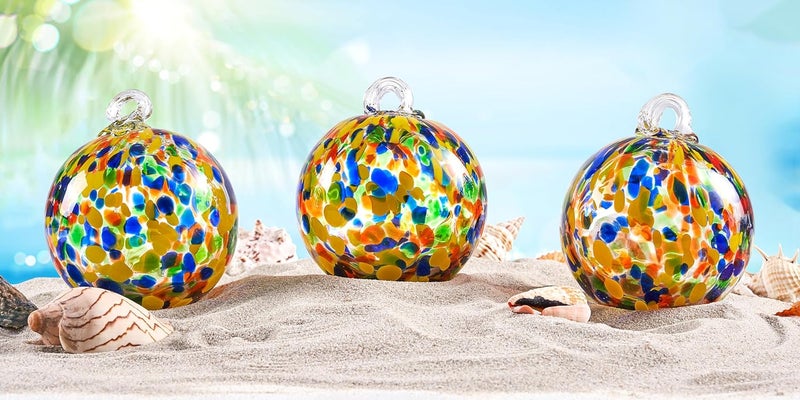 EUSTUMA Hand Blown Glass Witch Ball,Glass Ball Ornament Hanging Garden Gazing Ball Indoor Outdoor Home Décor. (2) - Image 4